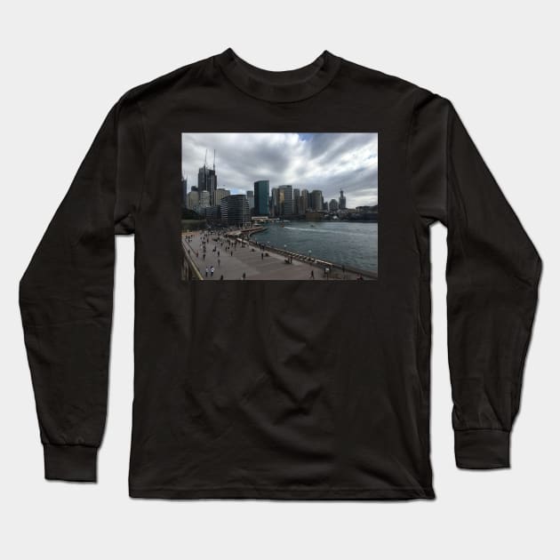 Sydney Harbor under an overcast sky Long Sleeve T-Shirt by Dturner29